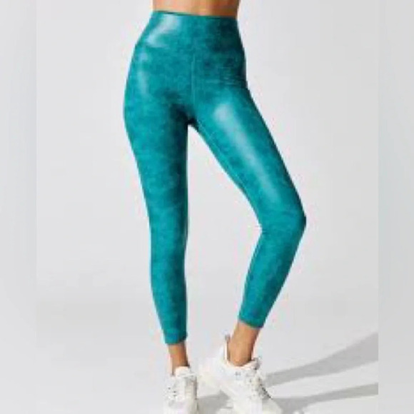 Carbon 38 Leatherette High Rise 7/8 Legging in Dark Teal - NEW - Size Large - Picture 1 of 9